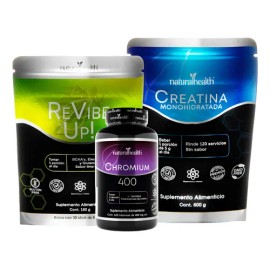 Kit Creatina Monohidratada Revibe Up! Cromo 400 Natural Heal