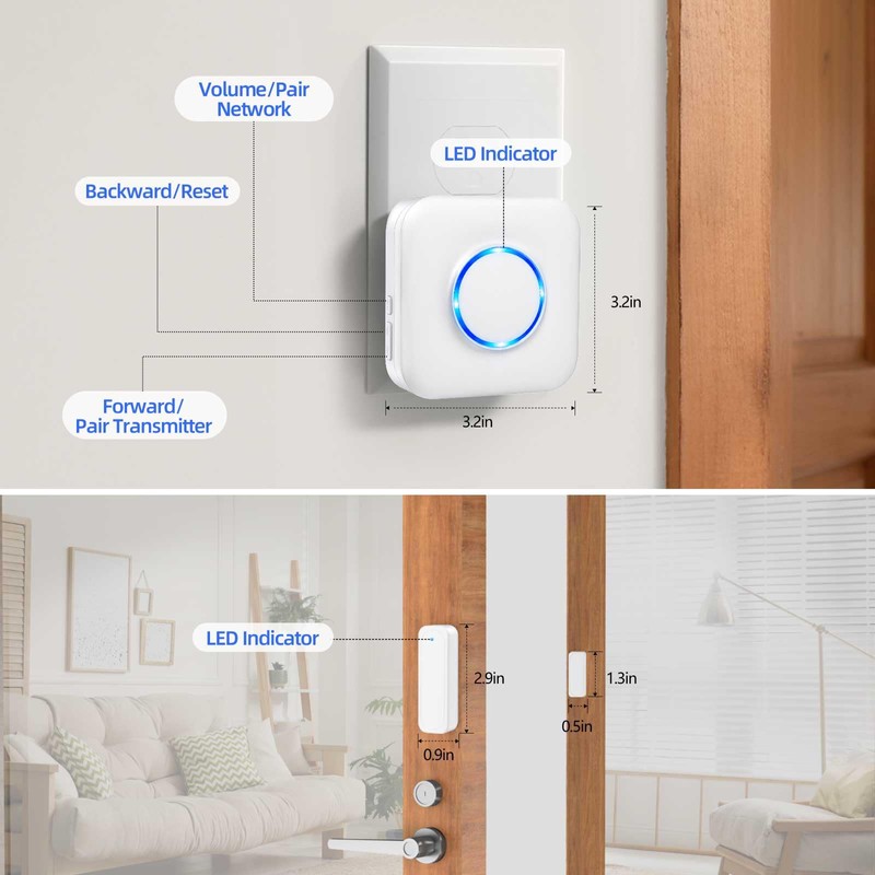 WiFi Door Sensor Chime, Smart Door Open Alert Window Sensor