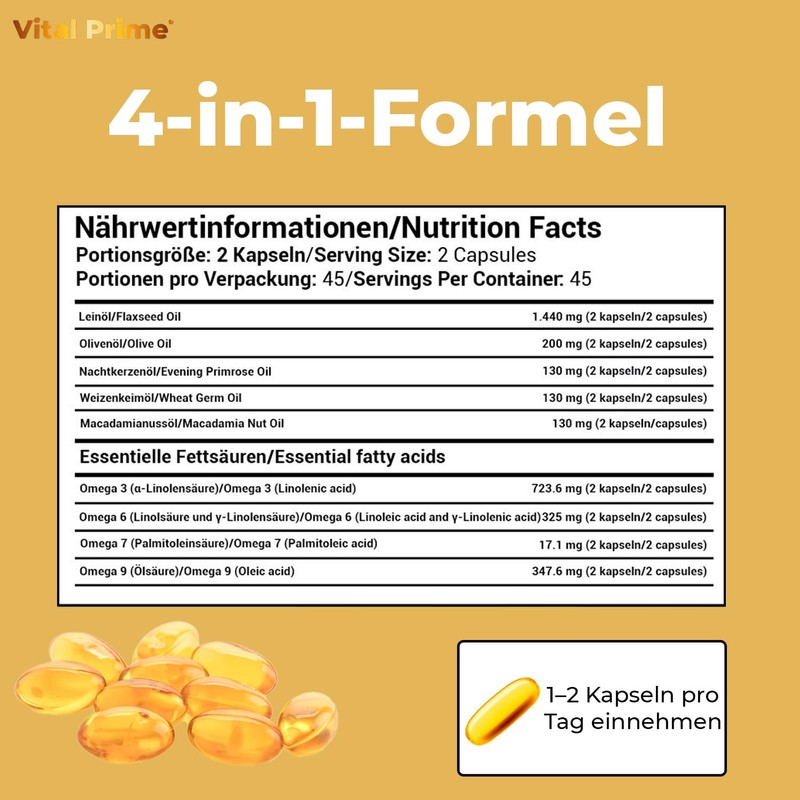 VITAL PRIME Omega 3 6 7 9 2800MG 90 Beads