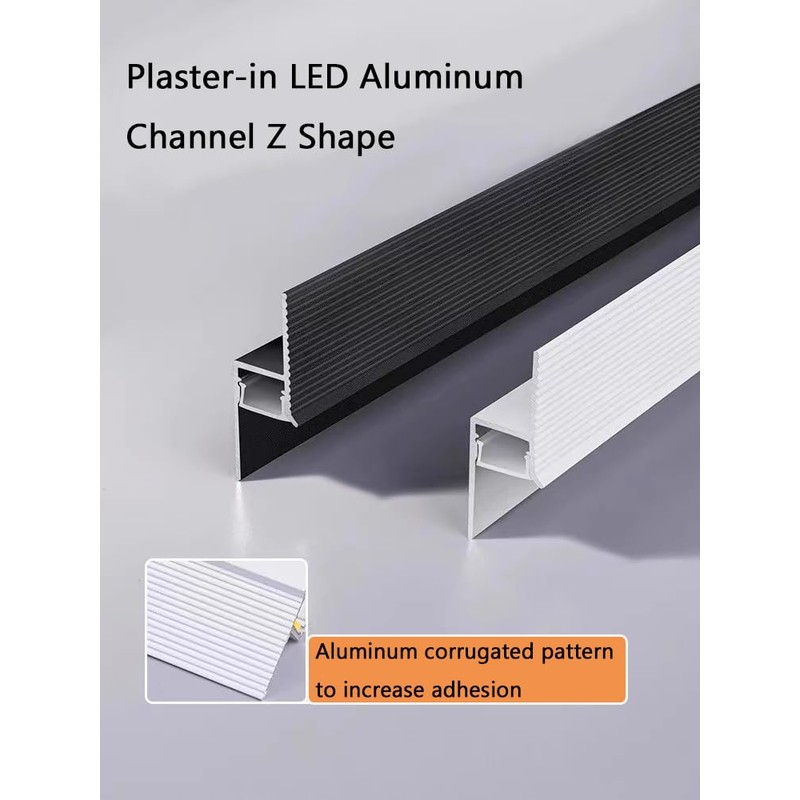 DGLILUAN Plaster in LED Aluminum Channel Z Shape 3.3 FT/1