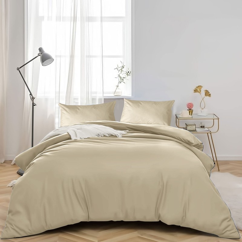 MOONLIGHT20015 Single Duvet Cover Beige Solid Soft Single Bedding Duvet