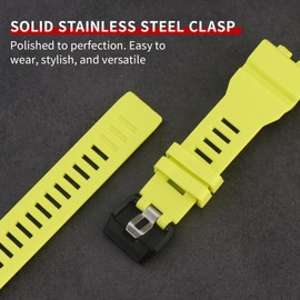 Rihahisy Soft Silicone Replacement Strap for Casio GBD-800/GMA-B800 Men's Strap Watch Accessories (Yellow)