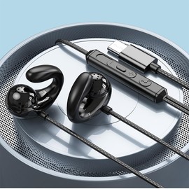 Lightweight Air Conduction Wired Earbuds 3.5mm & Type-C Compatible, With Microphone, No Ear Blocking, Sound Leakage Prevention, Zero Delay, For Gaming & Online Meetings (USB-C)