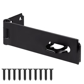 7-1/2 Inch Hasp Latch Heavy Duty, 2 Pcs Stainless Steel Padlock Latch 0.11 Inch Thick, Black Finish Security Door Hasp Latch for Gates, Outdoor Doors, Cabinet, Drawer(16 Screws Included)