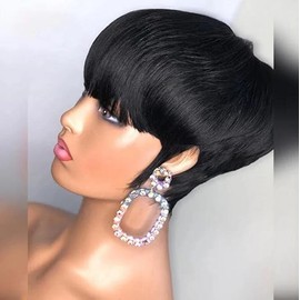 FCHW-wig Short Ombre Hair Wigs For Black Women Short Pixie Cuts Wigs For Black Women Short Straight Black Ladies Wigs Synthetic Short Wigs For Black Women African American Women Wigs (9416)