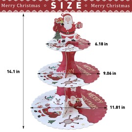 Christmas Cupcake Stand 3 Tier Cardboard Cupcake Stand Holder Christmas Party Festival Desserts Chrismas Theme Party Birthday Supplies Santa Claus Christmas Snowman Decorations