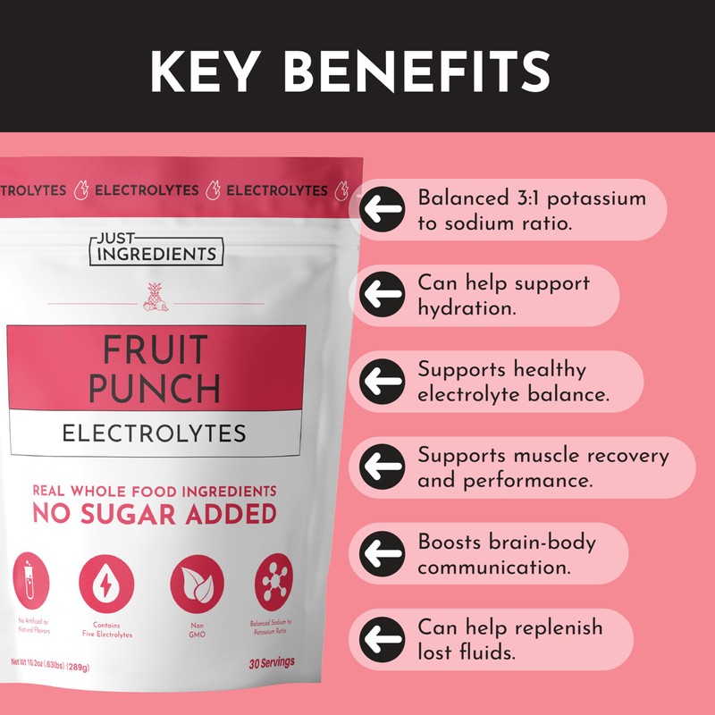 Fruit Punch Electrolytes – 30‑Serving Hydration Drink Mix with Coconut