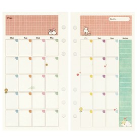 Zelten 45 Sheets 90 Pages Colorful Loose Leaf Punched Paper Refills Paper for 6 Hole Binder Personal Organizer Diary Notebook Refillable Planner (A6, Fairy Tale Monthly Planner)
