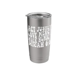 Retro Groovy Faith Micah 6 8 Act Justly Love Mercy Walk Humb Stainless Steel Insulated Tumbler