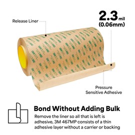 3M 467MP Clear Adhesive Transfer Tape, 3" Width x 5yd Length (1 roll)