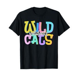 Wildcats School Spirit Groovy Back To School Womens Girls T-Shirt