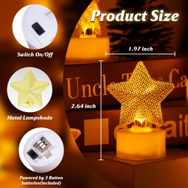 12PCS Star Tea Lights Candles(Ironwork), LED Flameless Candles Battery Operated for Holiday Gifts, Led MINI Electric Faker Votive Tealight Candles for Desk, Birthday Decorations (Star, 12)