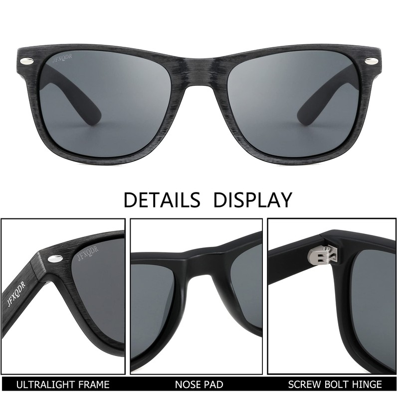 JFXQDR 2 Pack Imitation Wood Polarized Sunglasses for Men and