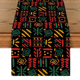 Artoid Mode Traditional African Tribal Juneteenth Table Runner, Black Liberation Pride Kitchen Dining Table Decoration for Home Party Decor 13 x 72 Inch