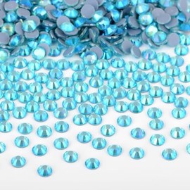 Bymitel Hotfix Crystal Rhinestones Round Gems Iron on DIY Jewelry Making Flat Back for Crafts,Aquamarine AB, 6.3mm(SS30/288pcs)