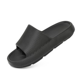 XUNBAI Cloud Shoes Slippers for Men and Women - Lightweight EVA Bathing Shoes with Soft Sole, Non-Slip Cloud Design Slippers for Bathroom, Sauna, Indoor, Black Sandal 38