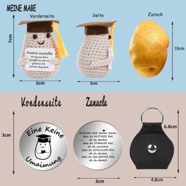 Bachelor Gift Positive Potato, Knitting Wool Potato Doll and Lucky Charm (Silver), Master Graduation Gift Lucky Charm Exam, Courage Gift, Pocket Hug, Bachelor Decoration