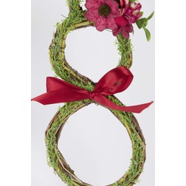 HEITMANN DECO Door Wreath Rabbit with Bow and Flower - Table Decoration, Window Decoration, Wall Decoration - Spring, Easter, Easter Decoration - Green, Red, 32 x 14 x 2 cm