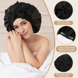 WELROG Seidenhaube zum Schlafen für Damen - Satin Haarhaube für die Nacht Bonnet Sleep Cap Schlafhaube Haare Schützen mit Augenmaske und Haarband Schlafhaube Seide zum Schutz der Haare