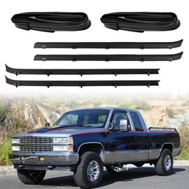 Front Door Window Weatherstrip Trim, Window Molding Sweep Felt Trim & Run Channel Seals Kit Compatible with Chevy GMC Vehicle 1981-1991 C10 20 30 K10 20 30 C1500 2500 Suburban R1500, Replace#15569071