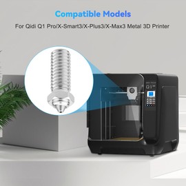 2 PCS Qidi X-Max 3 Bimetal 0.6mm Nozzle Made of Hardened Steel and Copper Plated Material, 3D Printer Nozzle Kit, for Qidi Q1 Pro/X-Smart3/X-Plus3/X-Max3 Metal 3D Printer