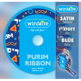 Purim Ribbon for Gift Wrapping - Satin Ribbon 1 Inch for All Happy Purim Boxes, Purim Gifts and Purim Gift Bags - 1 Inch x 10 Feet Gold Ribbon for Mishloach Manot Boxes