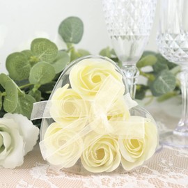 TABLECLOTHSFACTORY 4 Pack | 24 Pcs Ivory Scented Rose Soap Party Favors Pre-Packed with Gift Boxes and Ribbon