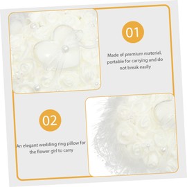 Gadpiparty 4pcs Wedding Ring Pillow Wedding Ring Holder Ring Pillow Holder Pearl Ring Pillow Wedding Pocket Ring Pillow lace Ring Pillow Heart Pillow Bride Love White Rose