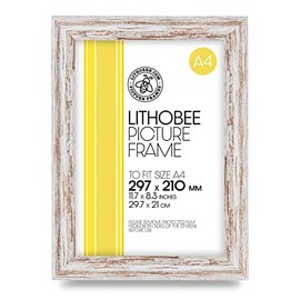 Lithobee - White Distressed Stylish Quality Coloured Frame comes in Sizes A3 & A4 Ideal for Home Bedrooms Living Rooms Offices and Framing Photographs, Prints and Artwork