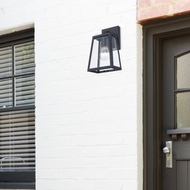 Charmelle 10-Inch Outdoor Wall Light | Black Exterior Sconce with Clear Glass | 1-Light Fixture | Uses E26 Medium Base Bulb | Wet Rated for Porch, Patio, Garage, or Entryway Lighting (10 Inch)