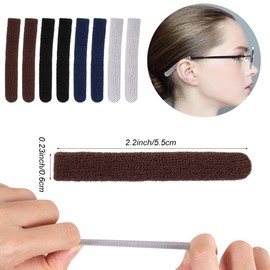 Soft Eye Glasses Ear Cushion Soft Knitting Cotton Eyeglasses Temple Tips Sleeve Retainer Anti-Slip Elastic Eyeglasses Ear Grips for Reading Glasses, Sunglasses (4 Pairs, Black, Grey, Brown, Navy Blue)
