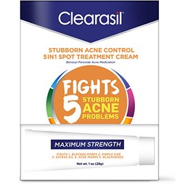 Clearasil Stubborn Acne Control 5 in 1 Spot Treatment Cream, 1 oz (Pack of 24) - Packaging May Vary