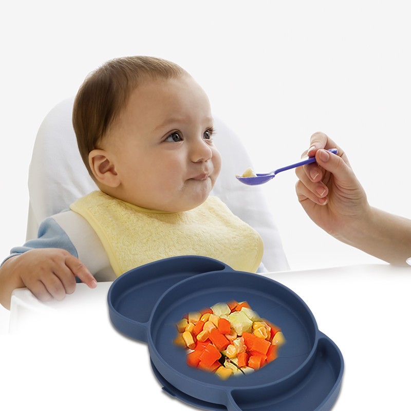 Kids Divided Plates Safe Silicone Foldable Prevent Slipping Toddler Suction