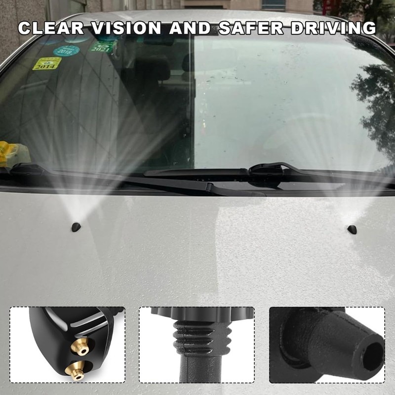 MUQIDA 2 PCS Front Windshield Washer Nozzles, Double-Hole Windscreen Washer