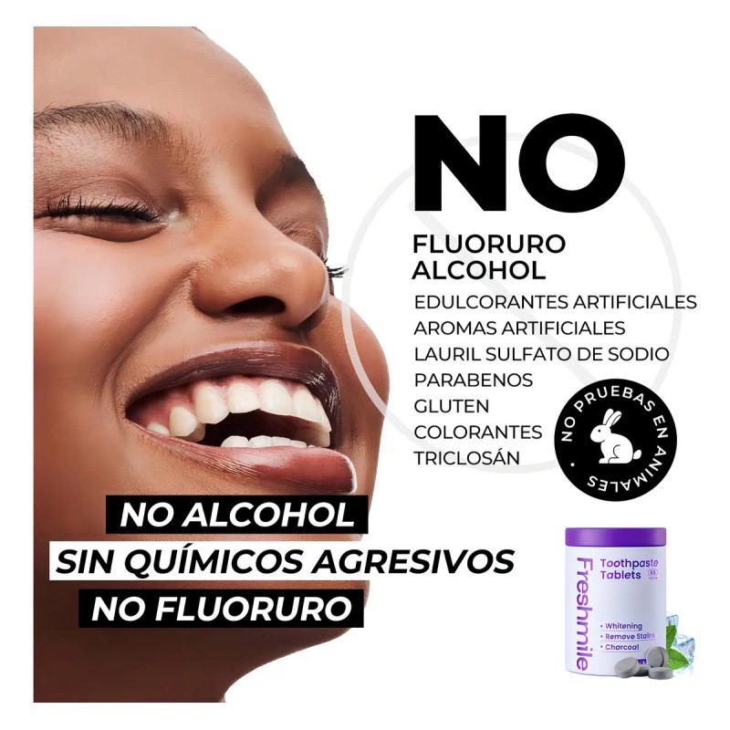 Tabletas Pasta Dentales Freshmile Blanqueamiento Sin Flúor