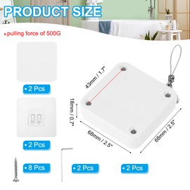 PATIKIL Punch-Free 500g Automatic Sliding Screen Door Closer, Multifunctional Storm Sensor Door Closer with Steel Drawstring for Bedroom Storm Bathroom Study Room, White 4Pcs