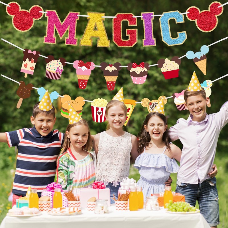 WooEver 22 Pcs Mouse Head Theme Banner Magic Mouse Birthday