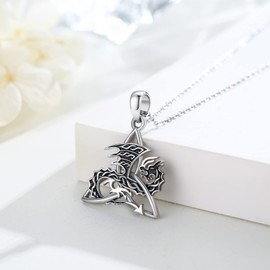 Dragon Necklace for Men 925 Sterling Silver Celtic Pendant Necklace Dragon Jewelry Gifts for Women