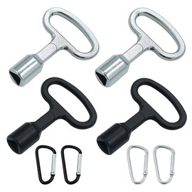 Srup Set of 4 9 mm Metal Triangle Keys, Triangle Key with Buckle, Triangular Tap Key, Triangle Socket Wrench for Radiator, Wheelie Bin Elevator (Silver and Black)