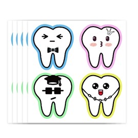 Generic Happy Tooth Shaped Stickers Funny Teeth Sticker 2.5 Inch Tooth Shaped Dental Stickers for Kids Classroom Party Prizes Car Office Wall Laptop Windows 200 Pcs, Hodmopli002