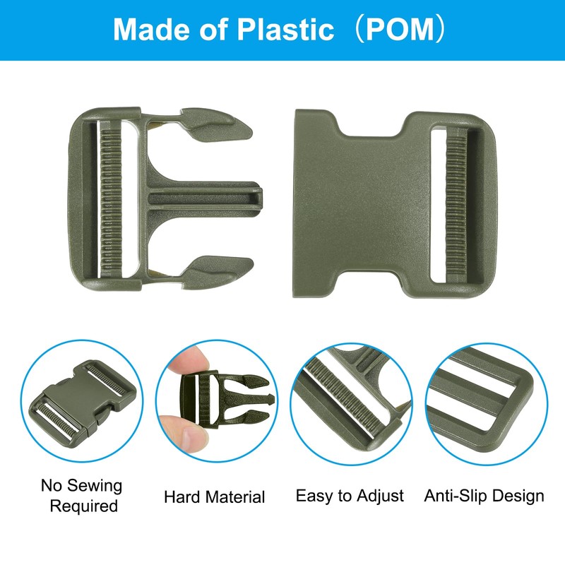 PATIKIL 2" Quick Release Buckle, 2 Pack Plastic Quick Side