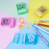 OFFCUP Pencil Sharpeners, 4pcs Double-Hole Pencil Sharpener with Container, Manual