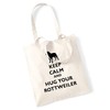 Keep calm and hug your rottweiler tote bag