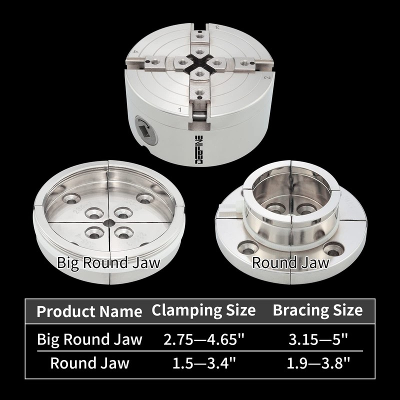 DEEFIINE 4 Inch Wood Lathe Chuck Set 1" x 8