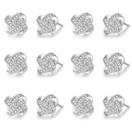 DHQH 4/6 Pairs Bridesmaids Earrings Classic Cubic Zirconia Teardrop Stud Earrings for Women Girls I Couldn’t Tie a Knot Without You Brides Bridesmaids Proposal Wedding Jewelry Gifts