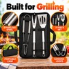 3-Piece Stainless Steel BBQ Grill Tool Set for Outdoor Cooking