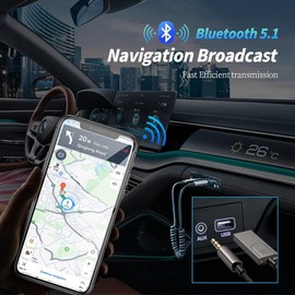 ZHITING Bluetooth Adapter Car Aux, Aux Bluetooth 5.1 Receiver with Microphone, Bluetooth Adapter Car for Music Hands-Free Calls, Compatible with Car Audio System, Speaker, Amplifier, Smartphone, PC