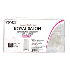VIVACE Clear Royal Salon 500 Artificial False Gel Nail Tips 10Sizes With Clear Plastic Case for Nail Shop Nail Salon …