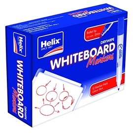 Helix Whiteboard Dry Wipe Marker Pens Bullet Tip x12 (Blue)