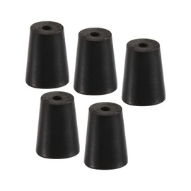 YOKIVE Pack of 5 Rubber Stoppers with Hole Conical Plugs with High Temperature Resistance Protection Hole Ideal for Laboratory Industry (Black, 14 mm to 19 mm)